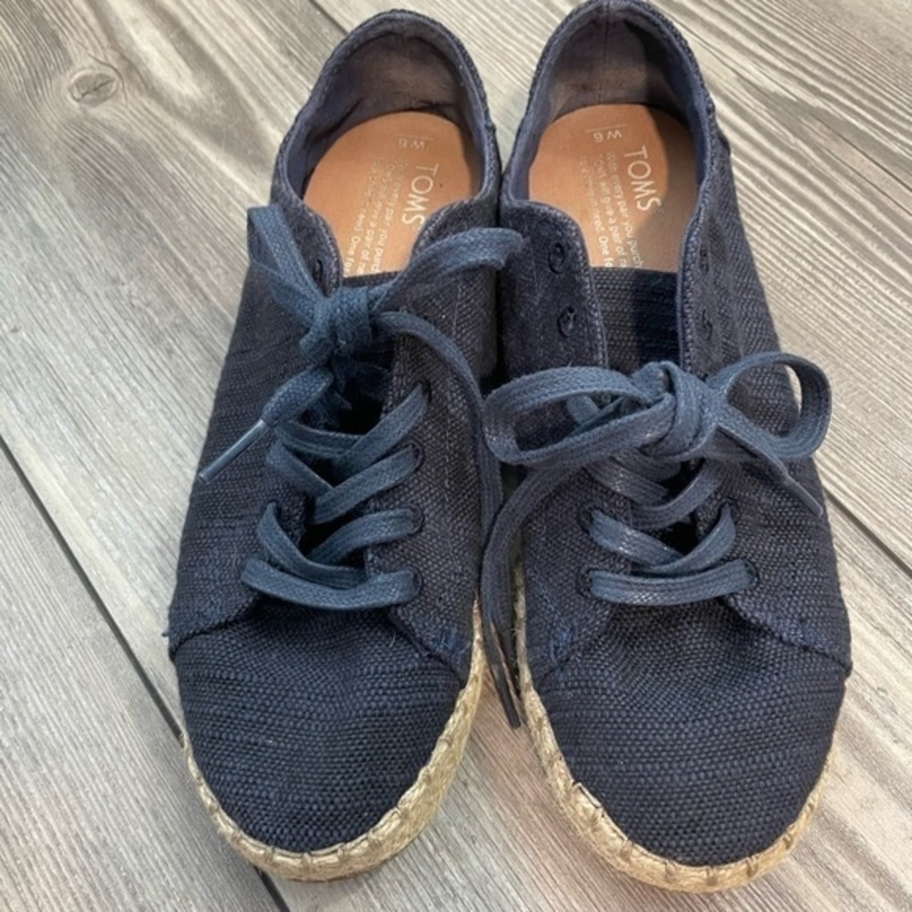 TOMS Lena Shoes Lace-up Canvas Espadrilles Women’s Size 6